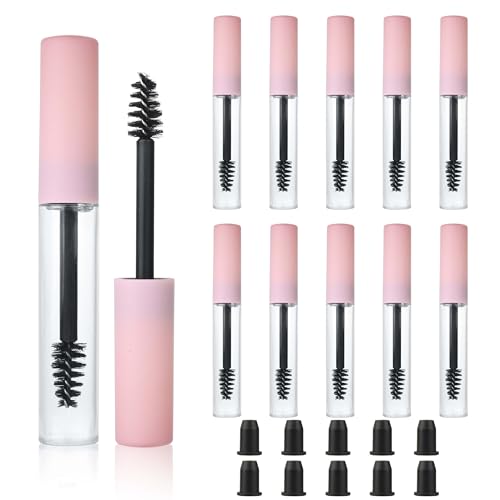 10pcs 5ml Pink Empty Mascara Tubes with Stoppers & Wand Caps