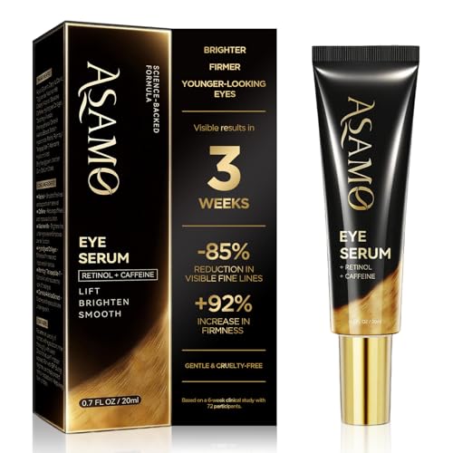 ASAMO Retinol & Vegan Collagen Eye Serum - Rapid Reduction Serum for Bags, Dark Circles and Wrinkles - Firming & Energizing Eye Treatment - 20ml