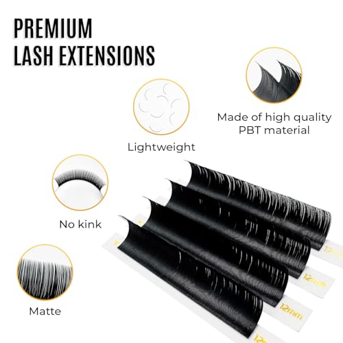 Easy Fan Lash Extensions by STACY LASH | DD Curl Eye Lashes | Easy Fanning Lashes 3D 4D 5D 6D 7D 10D | Volume Set | 16-Rows Lash Tray | Eyelash Extension Supplies for Lash Tech |DD-0.05-MIX 12-15