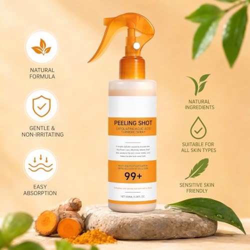 Kojic Acid Turmeric Peel Shot Spray - Exfoliating Body Care