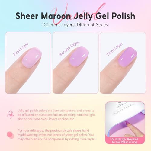 PEACECOLOR 10ML Jelly Gel Nail Polish Set - 6 Vibrant Colors