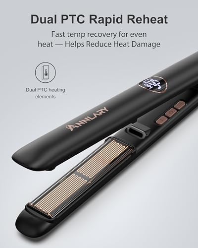 ANNLARY 1 Inch 2-in-1 Hair Straightener & Curler, Dual Voltage