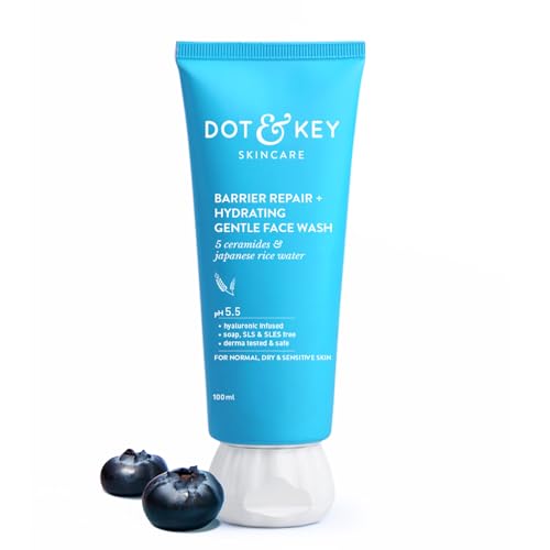 Dot & Key Hydrating Gentle Face Wash | Ceramide Face Cleanser | For Dry, Normal & Sensitive Skin | Unisex | 3.38 fl oz (100 ml)