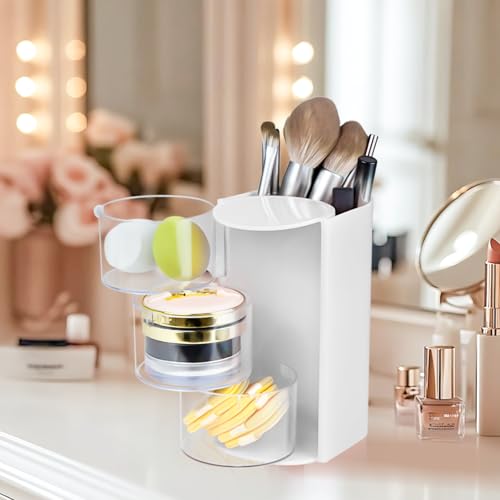 Luscinia 3-Layer Rotating Hair Accessories Organizer with Brush Holder