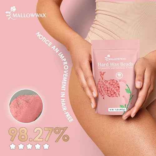 Hard Wax Beads, 1LB Pink Rose Wax Beans for Hair Removal, Waxing Beads Refill for Sensitive Skin, Perfect for Facial, Brazilian, Upper lip, Cheeks and Bikini Waxing at Home for Women Men