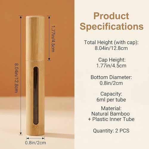 2Pcs 6ml Bamboo Mascara Tubes Refillable with Eyelash Wand
