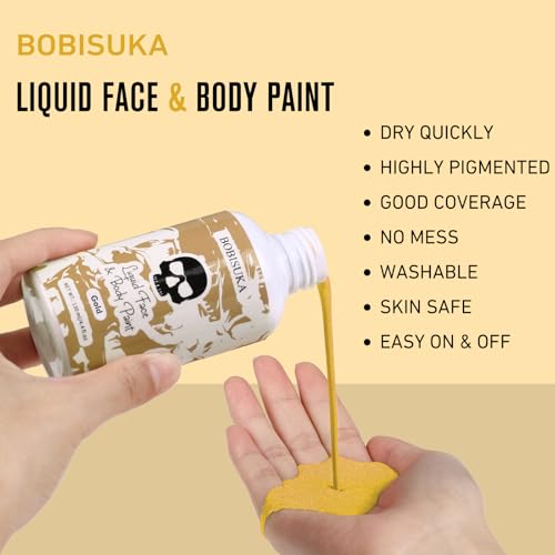 BOBISUKA Gold Face Body Paint Liquid - 130ml Fast Drying