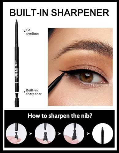 Erinde Waterproof Gel Eyeliner Pencil, 2-Pack Black