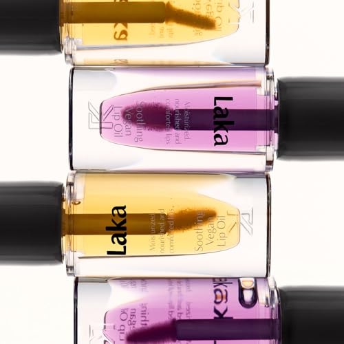 Laka Soothing Vegan Lip Oil, 4.5g/0.15oz., Nourishing Formula with Jojoba Seed Oil for Healthy Lips, Cracked and Chapped Lips, Vegan, K-Beauty?? (#Calming Purple)