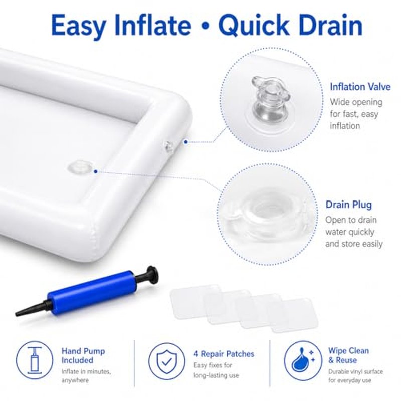 2 Pack Inflatable Serving Bars with Pump & Drain Plug