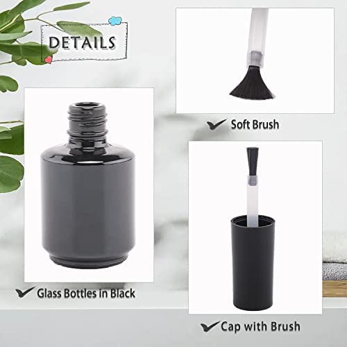 15ML Empty Gel Nail Polish Bottles, Pack of 6 with Brush & Mixing Balls