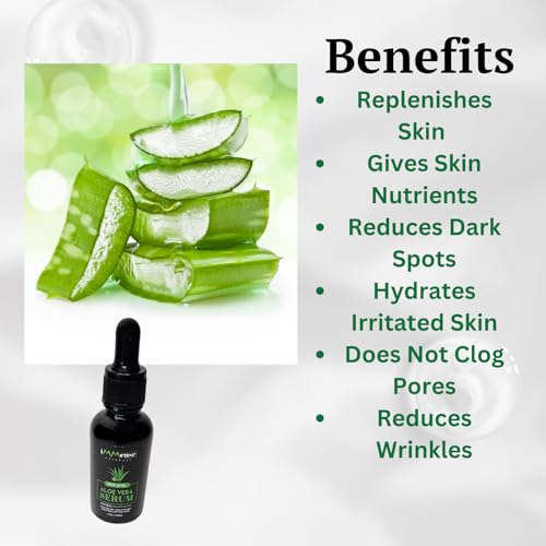 Aloe Vera Serum with Vitamin C for Wrinkles & Fine Lines, Use To Brighten Skin-Correct Dark Circles, Hydrate and Even Skintone. Use for a Natural Makeup Primer