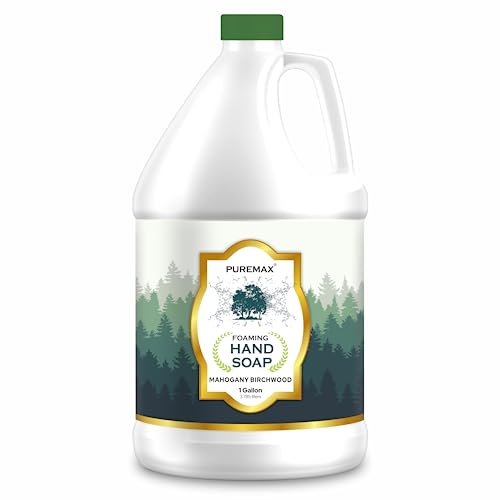 Puremax Mahogany Birchwood Foaming Hand Soap Refill 128oz with Pump - Moisturizing, All-Natural, Made in USA