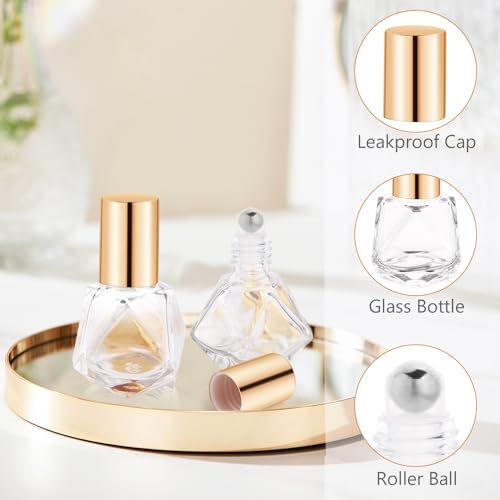 Mirrline 30 Pack 8ml Glass Essential Oil Roller Bottles with Stainless Steel Rollers, Dropper & Funnel - Travel Perfume Containers