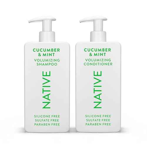 Native Shampoo and Conditioner Contain Naturally Derived Ingredients | All Hair Type Color & Treated From Fine to Dry Damaged, Sulfate & Dye Free - Cucumber & Mint, 16.5 fl oz each (2 pack)