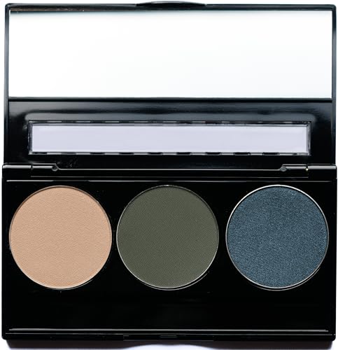 Pure Ziva Off White, Matte Medium Green, and Glitter Navy Blue Green Vegan Eyeshadow Trio Palette; Talc, Paraben & Cruelty Free