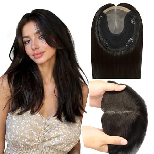 WORLDSTAR 12-Inch Real Human Hair Topper for Women - No Bangs, 150% Density