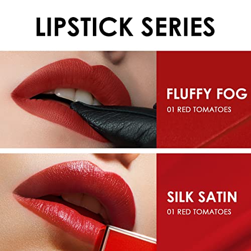 CARSLAN Dual Core Moisturizing Lipstick, Longlasting Hydrating, High Pigmented Lip Color With Vitamin E and Olive Oil, 01 Red Tomatoes, Red