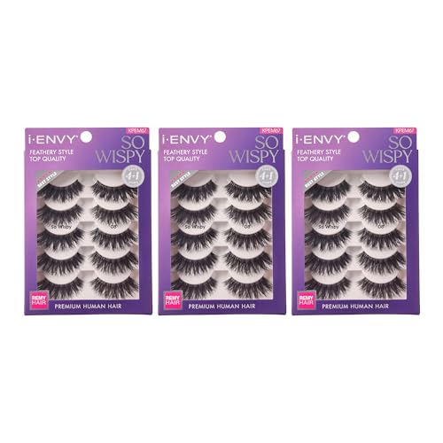 i?ENVY 15 Pairs So Wispy False Lashes (3 Pack), Premium Quality 100% Human Hair, Fluffy Feathered Eyelashes with Volume & Curl, Natural Look, Lightweight, Comfortable, Reusable for Everyday Wear