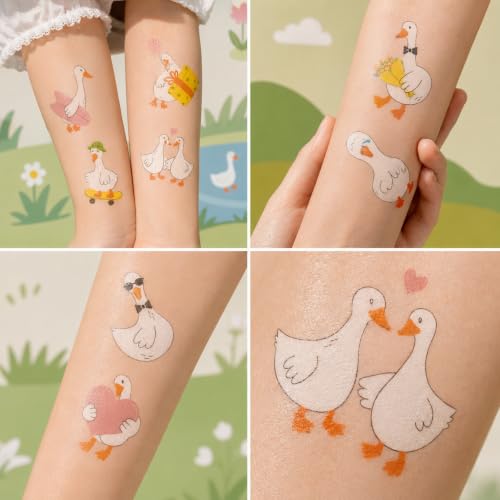 96 Silly Goose Temporary Tattoos for Kids, Waterproof