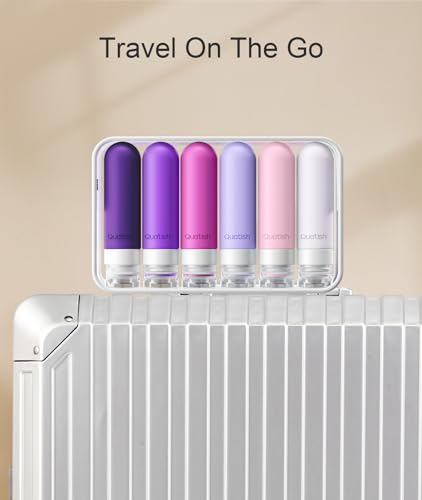 Quatish Purple Travel Bottles 6 Pack - Leakproof TSA Approved 3oz Toiletry Containers