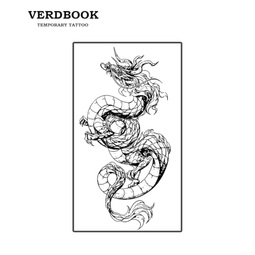 Waterproof Temporary Tattoos: 2-Sheet Tattoo Kit with Realistic Body Stickers, Semi-Permanent Tattoos for Adults Lasting 7-15 Days ? Safe for Men & Women, Mountain Coil Dragon