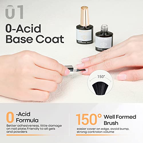Modelones No Wipe Gel Top and Base Coat Set - Long Lasting 2-Piece Kit