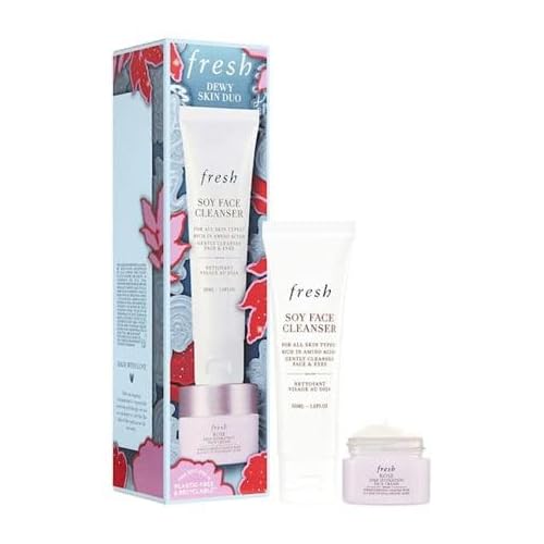 Dewy Skin Duo Skincare Set by Fresh for Women - 2 Pc 1.6oz Soy Face Cleanser, 0.5oz Rose Deep Hydration Face Cream