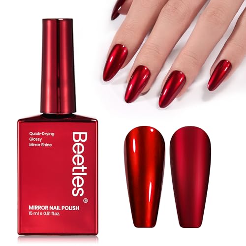 Beetles Red Chrome Mirror Nail Polish - Quick-Drying Metallic