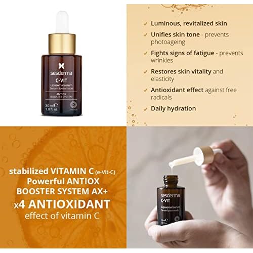 Sesderma C-VIT Radiance Serum with Vitamin C, Brightens, Hydrates & Fights Signs of Aging, Antioxidant Formula, 1.0 fl oz