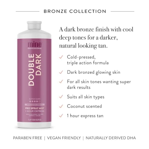 MineTan Spray Tan Solution | Bronze Collection - Dark Sunless Tanning Solutions for a Bronzed, Glow Skin Finish, Fast Dry, Hydrating, Coconut Scented, Salon Pro Formula Fake Tanner Mist, 33.8 Fl Oz