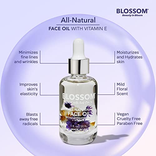 Blossom Unscented All Natural, Vegan, Cruelty Free Face Oil with Vitamin E, Infused with Real Flowers, Made in USA, 0.5 fl. oz., Fall Medley