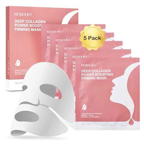 Deep Collagen Face Mask Overnight, Bio- Collagen Mask Real Deep Mask, Hydrating Hydrogel Masks with Low Molecular Collagen for Firming, Elasticity, Pore Minimizing 40g x 5ea Christmas Gifts