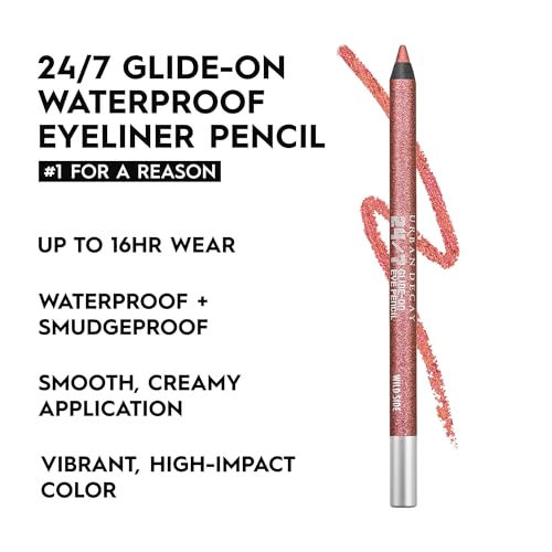 URBAN DECAY 24/7 Glide-On Waterproof Eyeliner Pencil (Uzi - Dark Gunmetal Gray Shimmer), Smudge-Proof, Transfer-proof, Long-lasting Colored Eye Liners, Hydrating Vitamin E, Cruelty-free - 0.04 oz