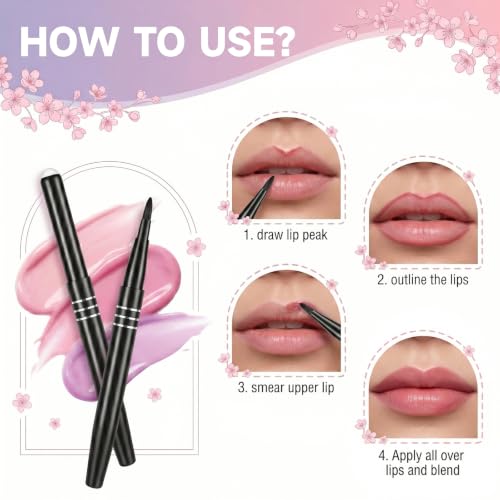 Black Retractable Lip Brush Set - Lipstick, Lip Gloss & Lip Liner Applicator for Women & Girls