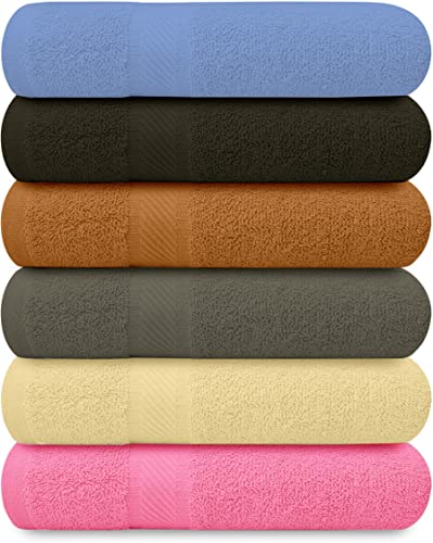 QUBA LINEN 100% Cotton Bath Towels 6-Pack 27x54"