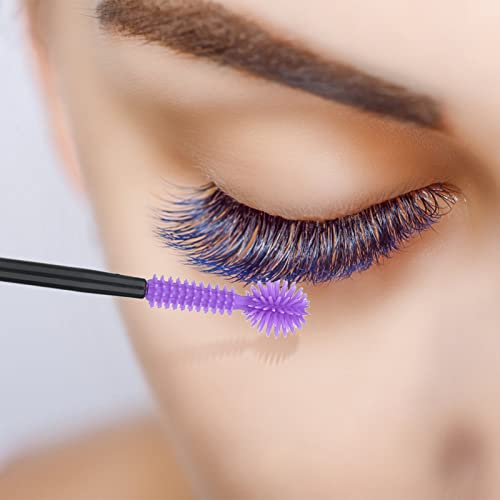 G2PLUS 50PCS Disposable Silicone Eyelash Brushes - Purple Mascara Wands