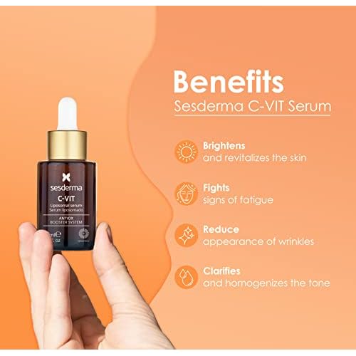 Sesderma C-VIT Radiance Serum with Vitamin C, Brightens, Hydrates & Fights Signs of Aging, Antioxidant Formula, 1.0 fl oz