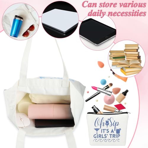8 Pcs Women's Trip Bags Girls Weekend Gifts 4 Makeup Bag Girls Trip Gifts 4 Weekend Tote Bag Travel Favors for Women Summer Cosmetic Zipper Pouch Wedding Birthday Bachelorette Party
