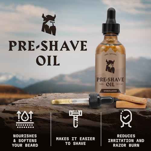 Striking Viking Pre Shave Oil - 3.3 fl oz, Sandalwood - Shaving Oil for Men for Safety Razor Prep & Smooth Protective Formula