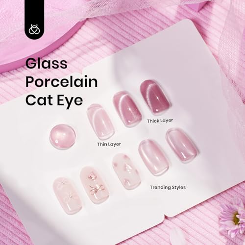 Beetles Pink Cat Eye Gel Nail Polish - 15ML Glitter Pink Manicure