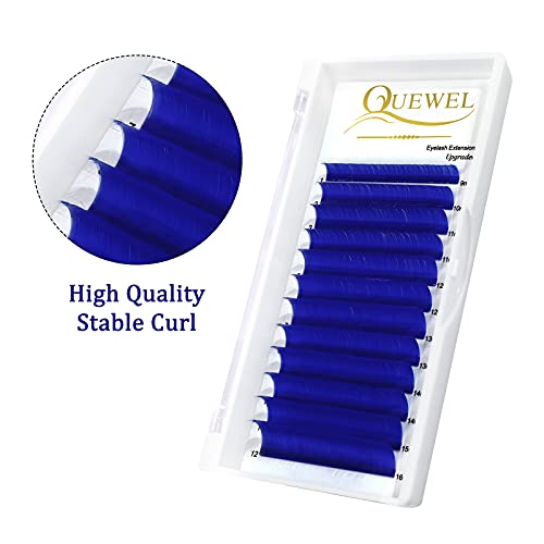 QUEWEL Easy Fan Volume Lashes .07 D Curl Blue Volume Lash Extensions 9-16mm Mixed Lash Tray Color Lashes Extension Self Fanning 2D-10D (Blue 0.07 D 9-16mm)