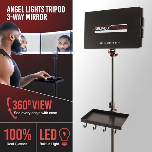 Self-Cut System 3-Way Mirror with LED Lights & Tripod Stand