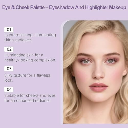 Domality 4-in-1 Eye & Cheek Makeup Palette with Highlighter & Contour