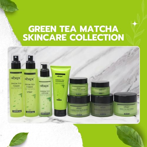 Hebepe Green Tea Matcha Facial Toner Mist with Cucumber, Refreshing, and Soothing Face Toner, with Jojoba Oil, Castor Oil, Snail Filtrate,120ml