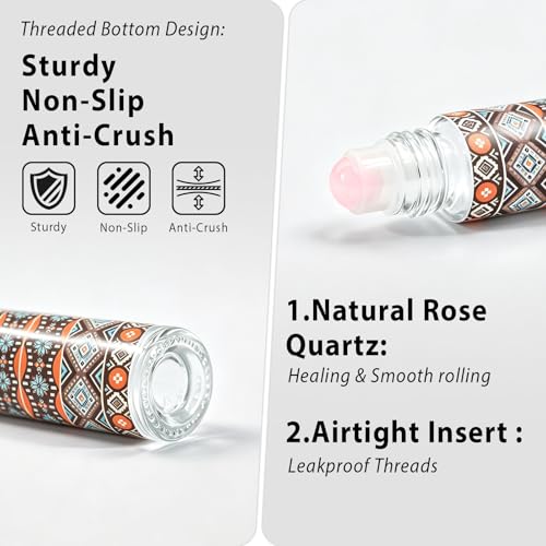 Rose Quartz Roller Ball 8-Pack 10ml Essential Oil Bottles