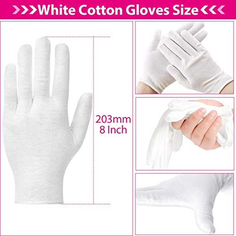 20 Pairs White Cotton Gloves for Dry Hands & Eczema