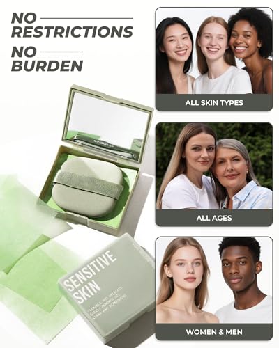 300 Oil Blotting Sheets for Face with Mirror & Puff