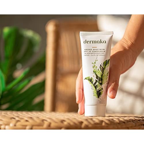 Dermaka Lightly Tinted Mineral Sunscreen SPF 42 ? Anti-Aging Face Moisturizer with Zinc Oxide & Aloe Vera ? Water Resistant, Non-Greasy & Reef Safe for Sensitive Skin ? 3.4 oz