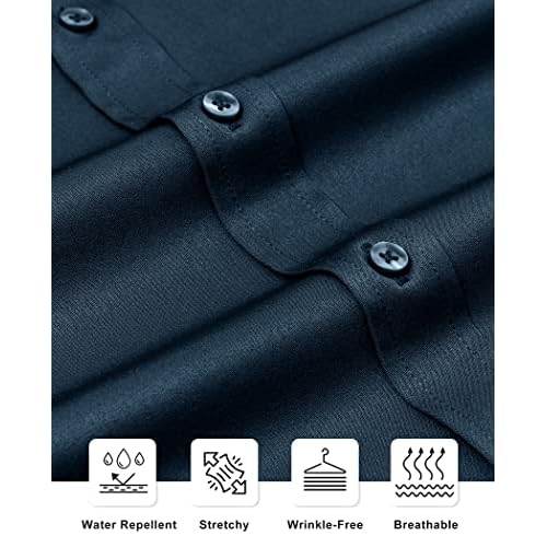 Alimens & Gentle Slim Fit Dress Shirts for Men Long Sleeve Stretch Stain Proof Wrinkle Free Button Down Shirts Formal Shirts